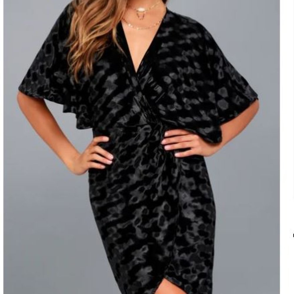 Mesmerize on the Prize Black Velvet Wrap Dress